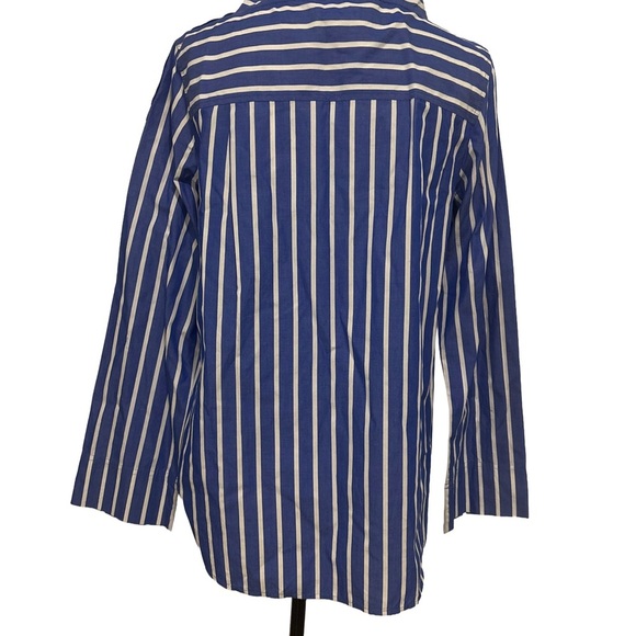 J. Crew blue and white funnelneck stripe blouse. Size 6. Like new! - Picture 4 of 9
